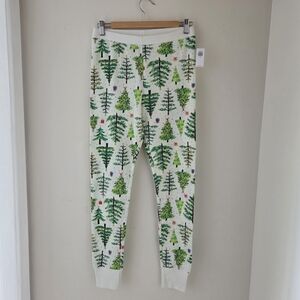 Old Navy Green Tree Print Waffle PJ Legging Pants Christmas
